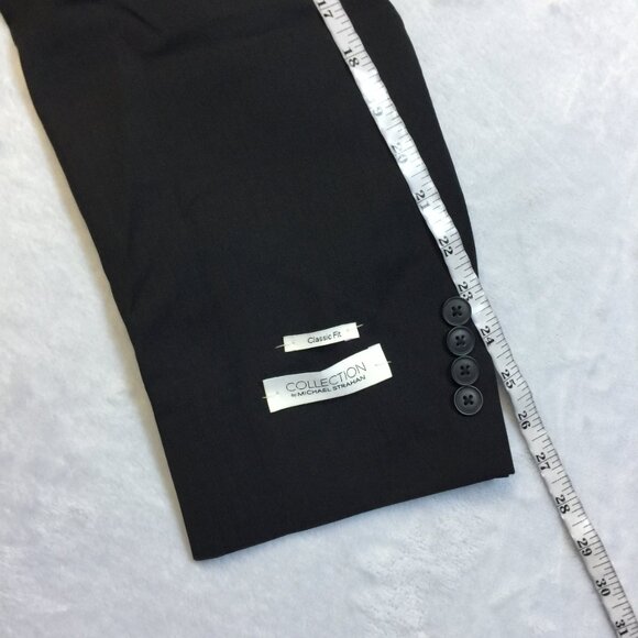 New! Michael Strahan Jacket Blazer Mens 56R Black Striped Wool Classic Fit - Picture 16 of 16